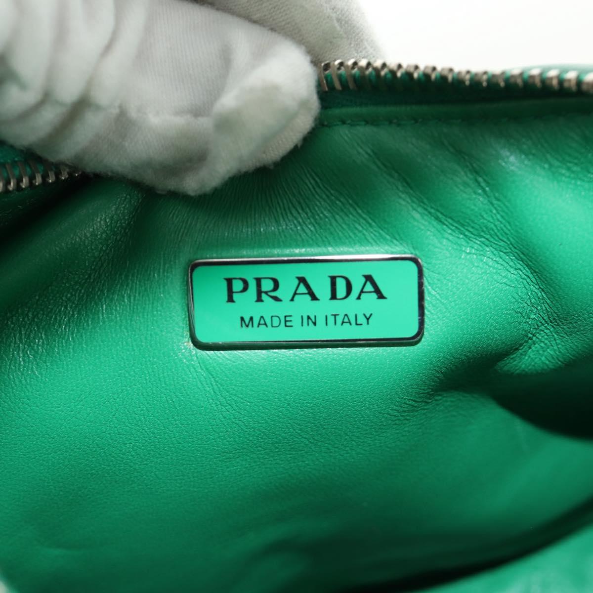 PRADA Hand Bag Leather 2way Green Silver Auth 189777SM