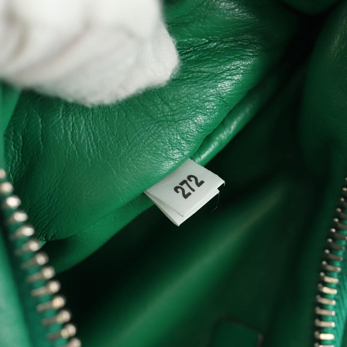 PRADA Hand Bag Leather 2way Green Silver Auth 189777SM