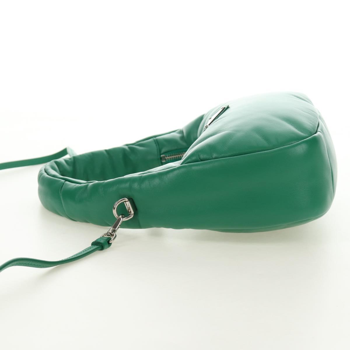 PRADA Hand Bag Leather 2way Green Silver Auth 189777SM