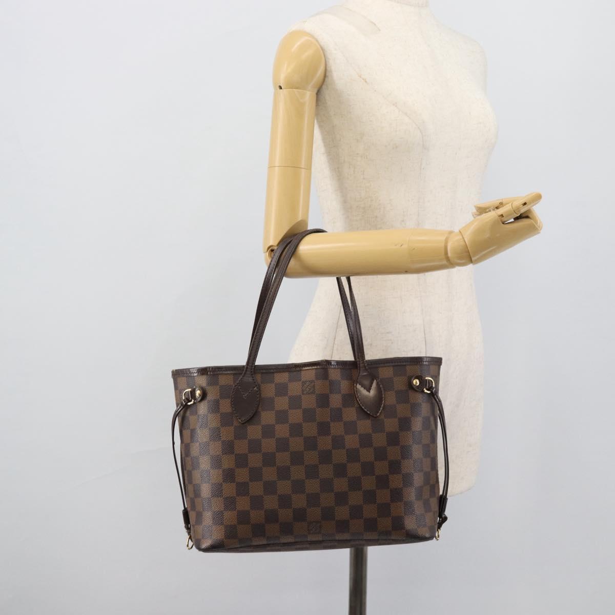 LOUIS VUITTON Damier Ebene Neverfull PM Tote Bag N51109 LV Auth 189782