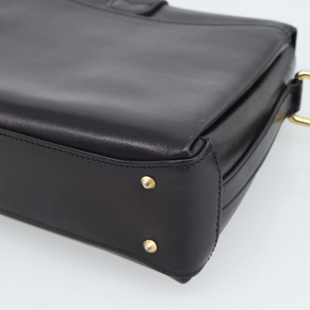 GUCCI Shoulder Bag Leather Black Gold Auth 189787A