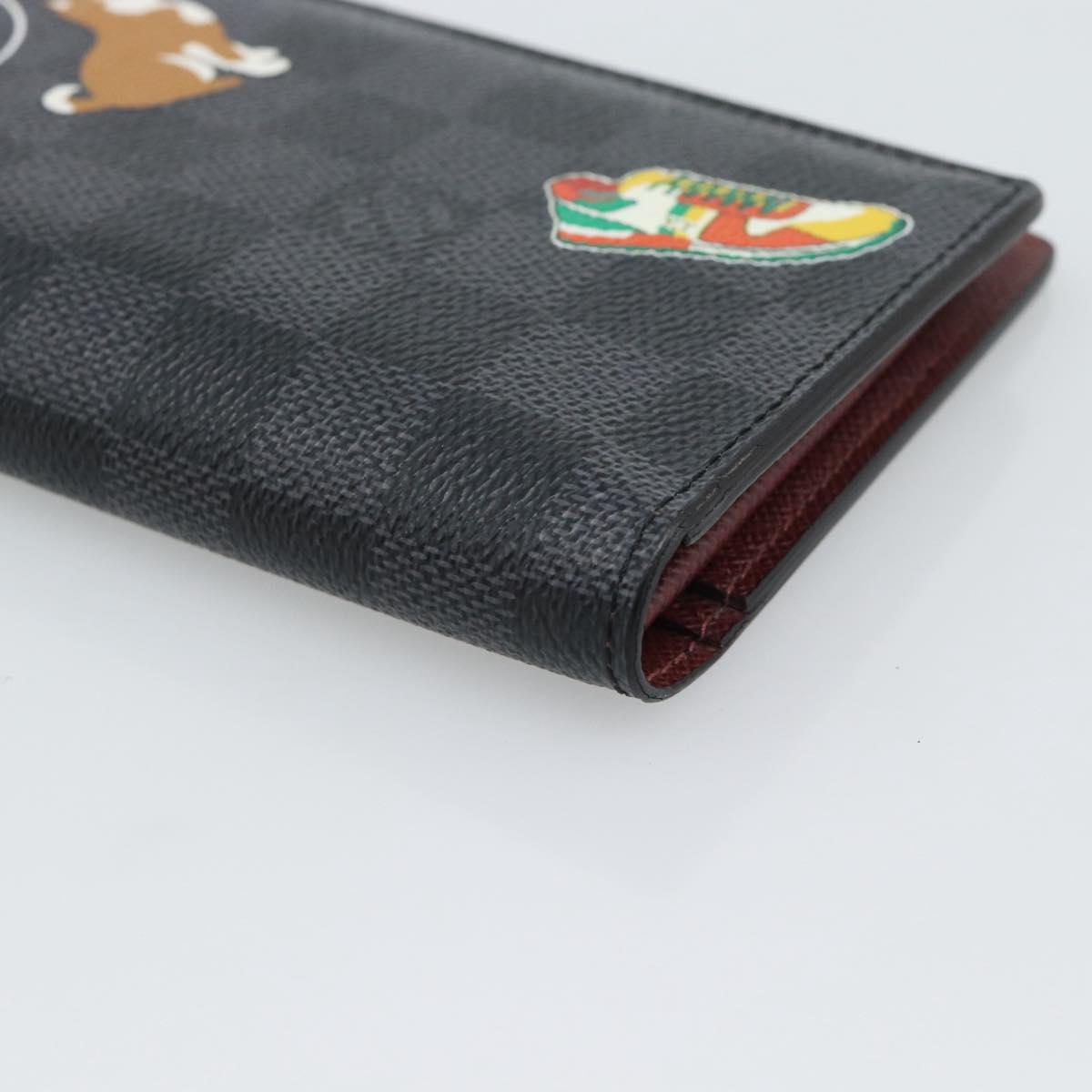 LOUIS VUITTON Damier Graphite Porte Feuille Brother Long Wallet LV Auth 189789M