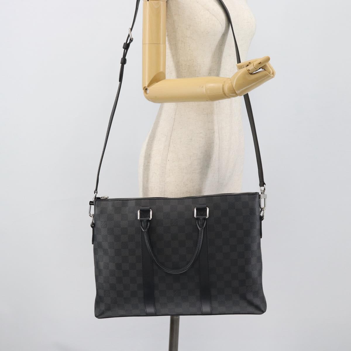 LOUIS VUITTON Damier Graphite Anton Briefcase N40024 LV Auth 189790V