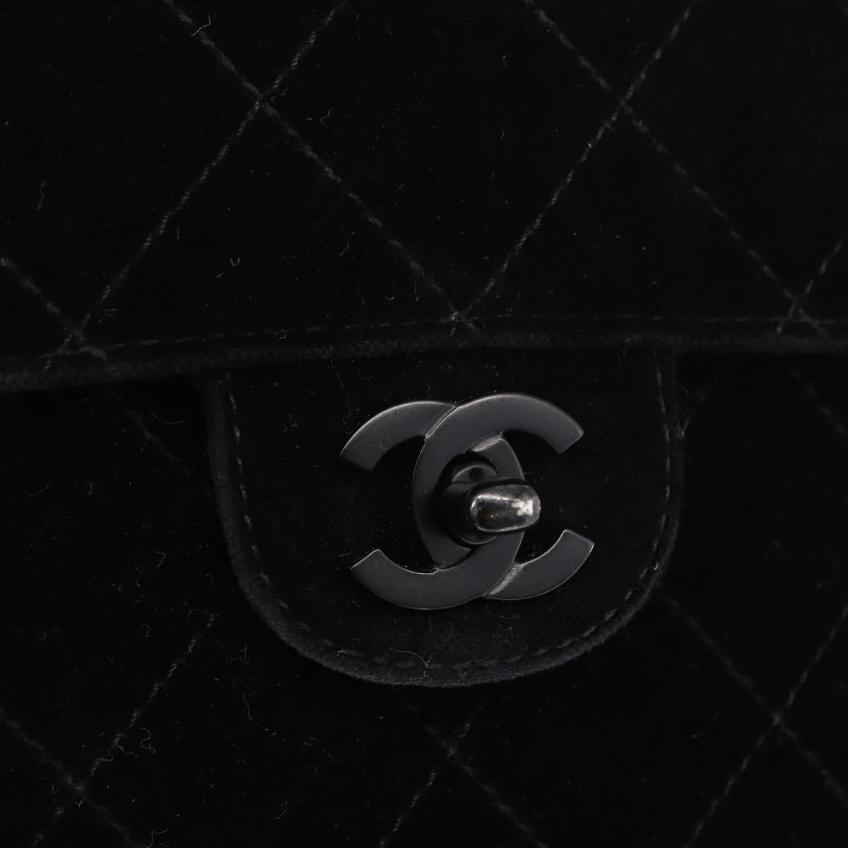 CHANEL Matelasse Chain Shoulder Bag Velor Black CC Auth 189792A