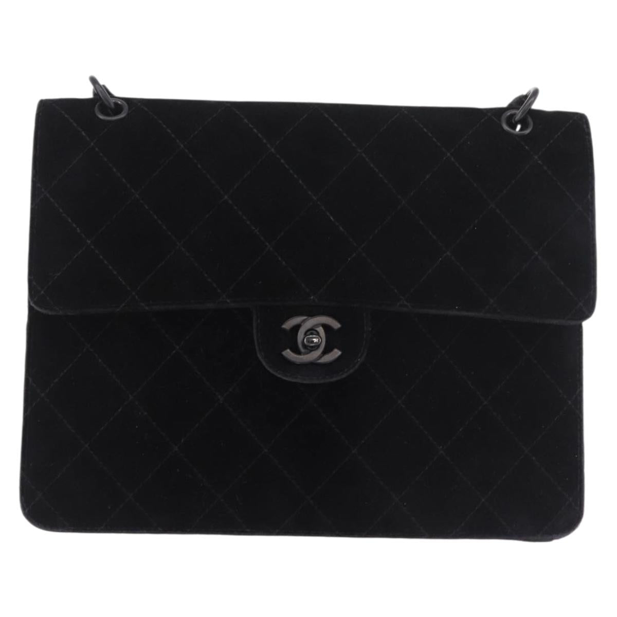 CHANEL Matelasse Chain Shoulder Bag Velor Black CC Auth 189792A