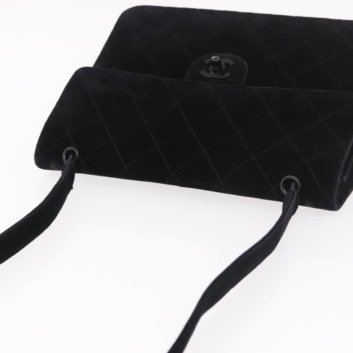 CHANEL Matelasse Chain Shoulder Bag Velor Black CC Auth 189792A