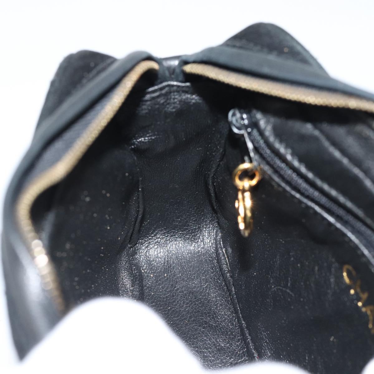 CHANEL Matelasse Chain Shoulder Bag Satin Black Gold CC Auth 189794V