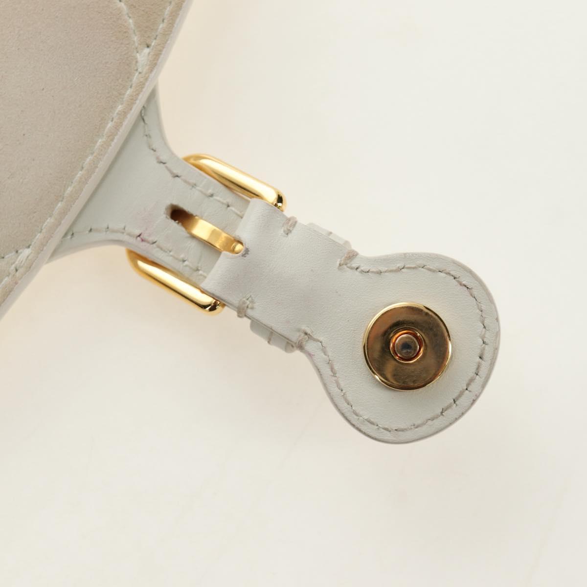 Christian Dior Bobby Shoulder Bag Leather White Gold Auth 189798M