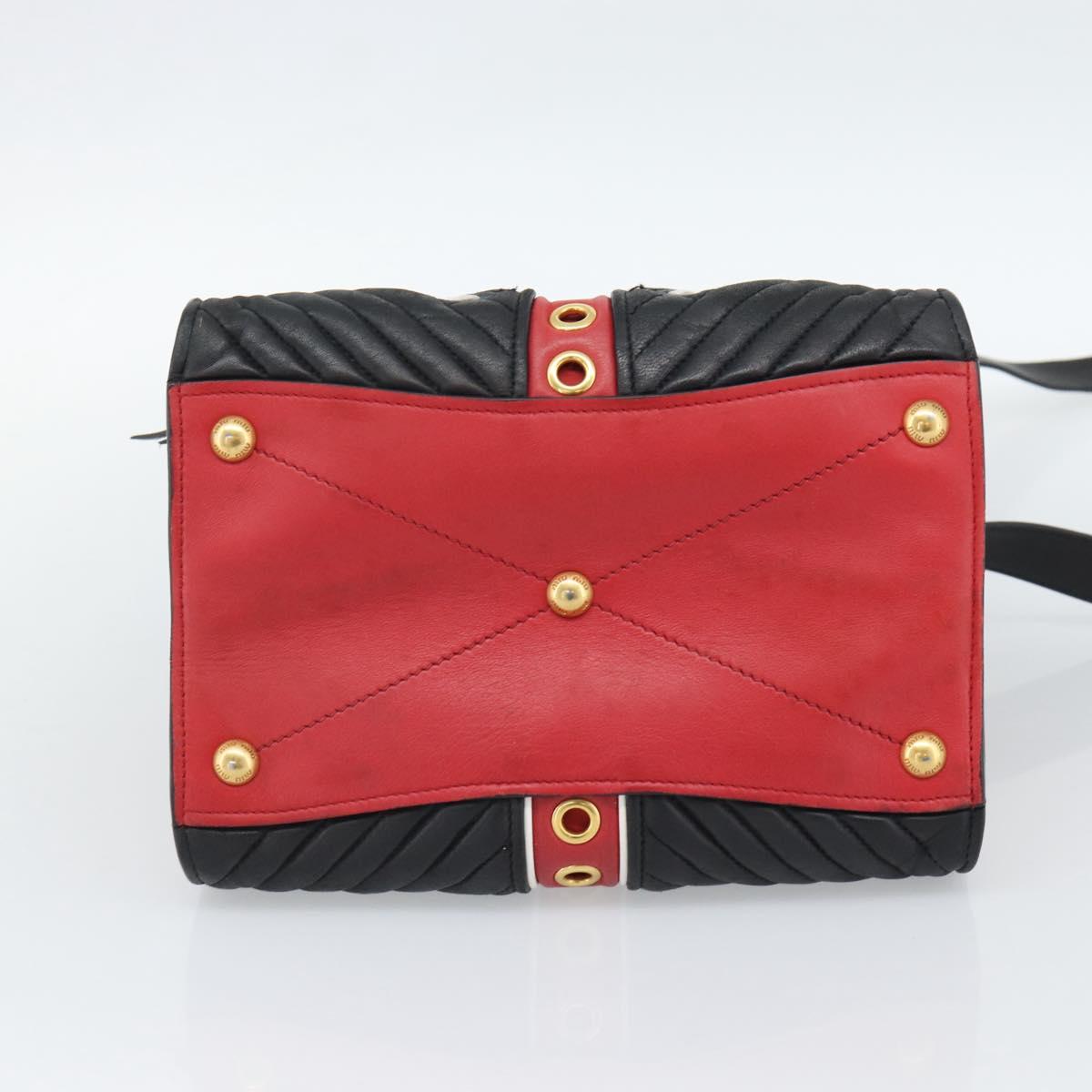 Miu Miu Hand Bag Leather 2way Red Gold Auth 189800A
