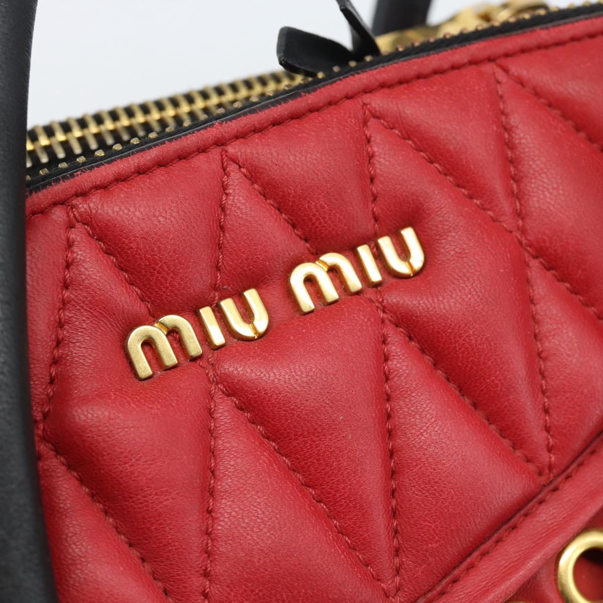 Miu Miu Hand Bag Leather 2way Red Gold Auth 189800A