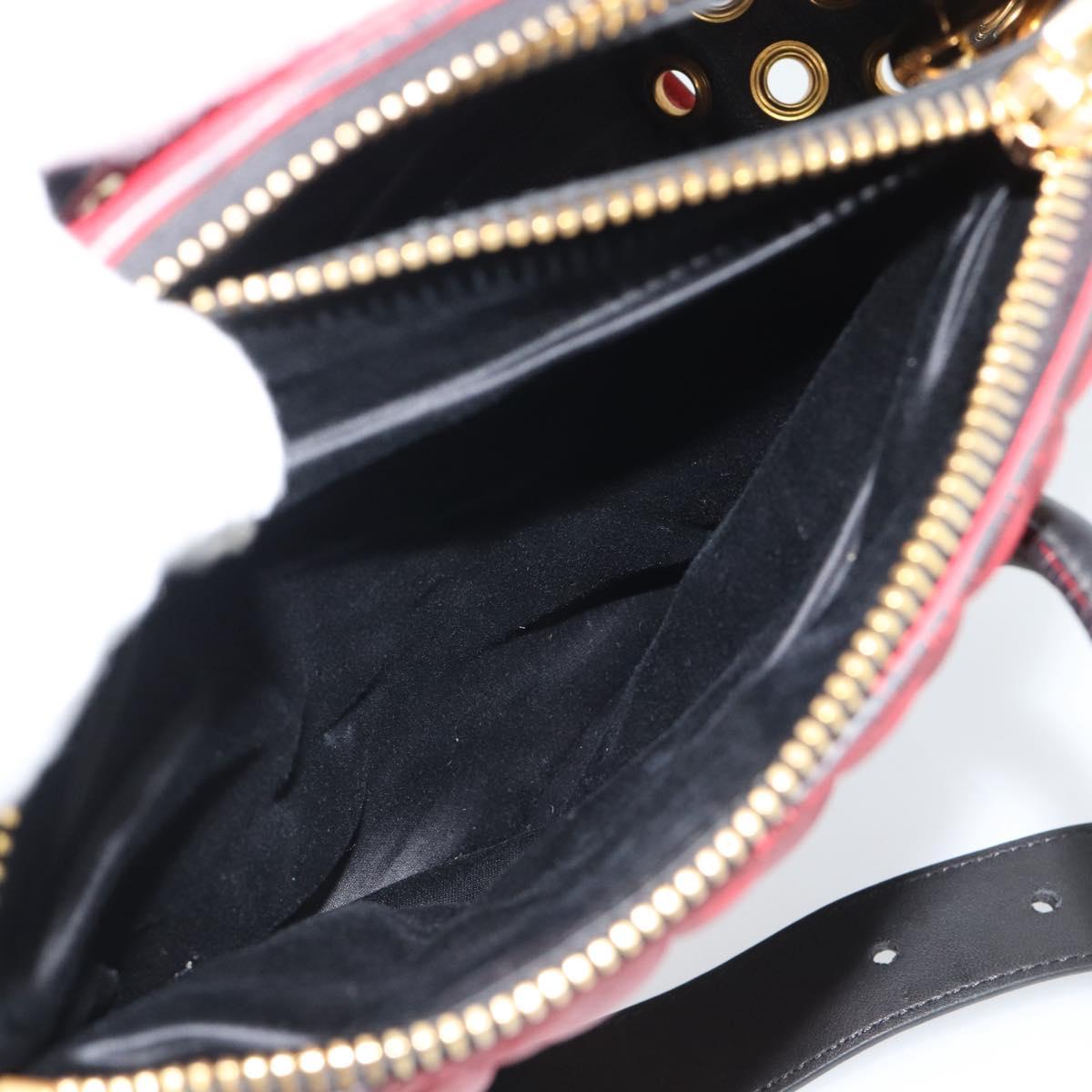 Miu Miu Hand Bag Leather 2way Red Gold Auth 189800A