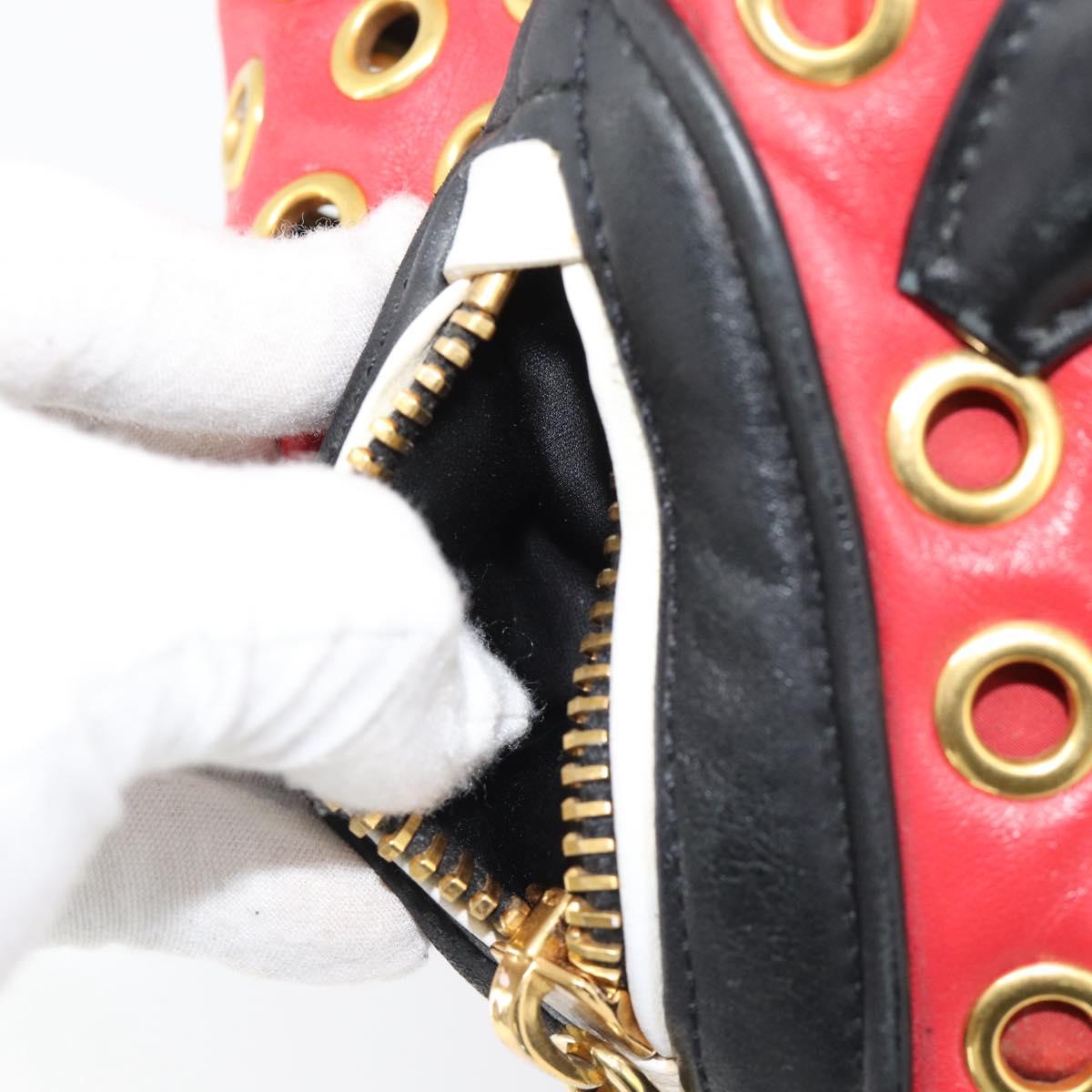 Miu Miu Hand Bag Leather 2way Red Gold Auth 189800A