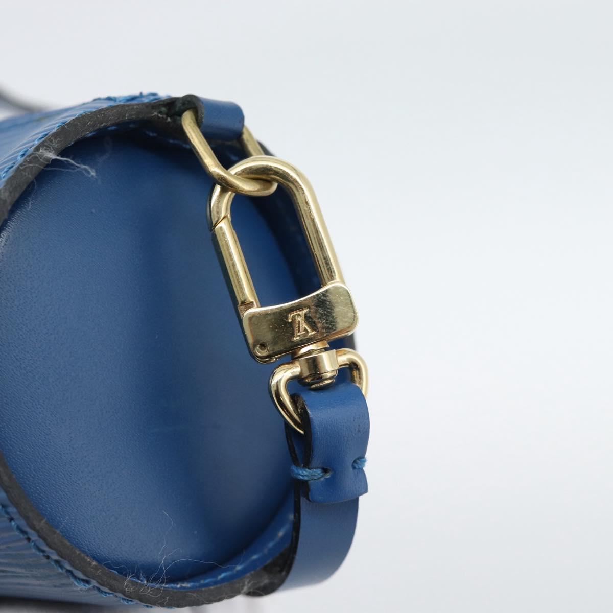 LOUIS VUITTON Epi Soufflot Pouch Blue LV Auth 189802