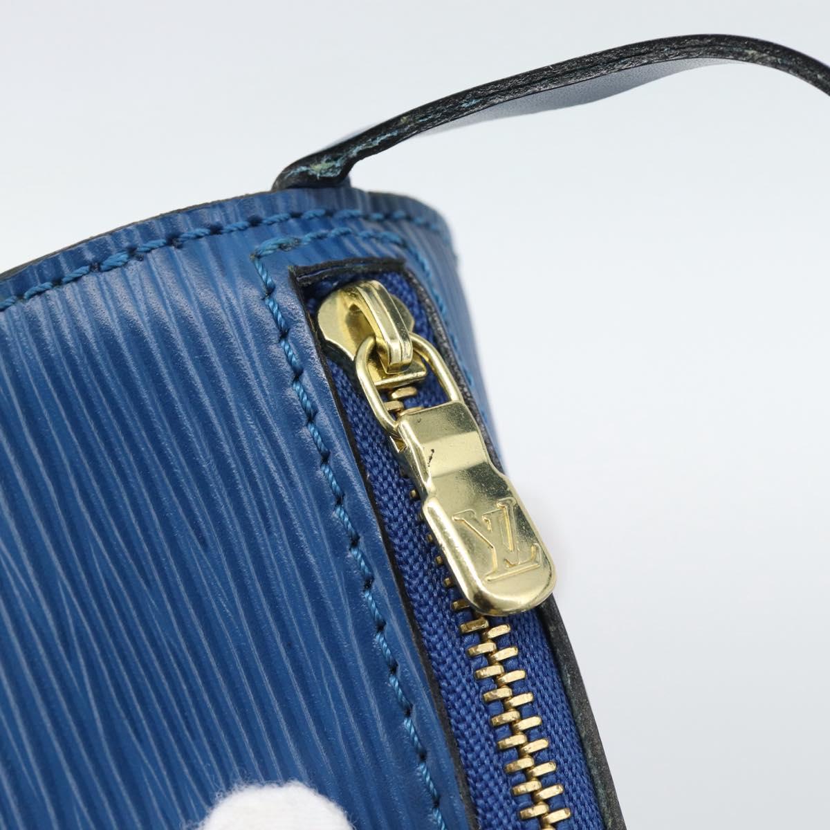 LOUIS VUITTON Epi Soufflot Pouch Blue LV Auth 189802