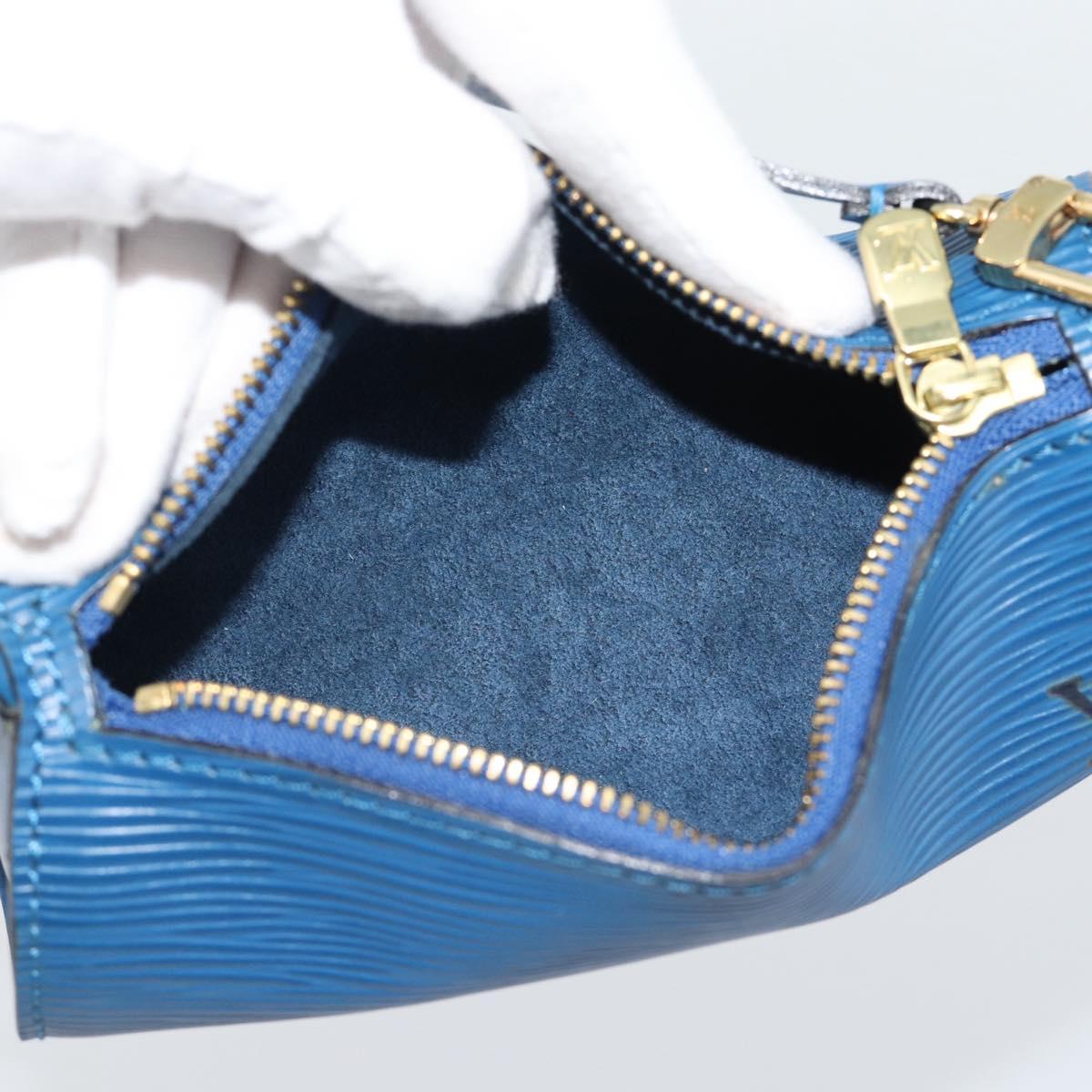 LOUIS VUITTON Epi Soufflot Pouch Blue LV Auth 189802