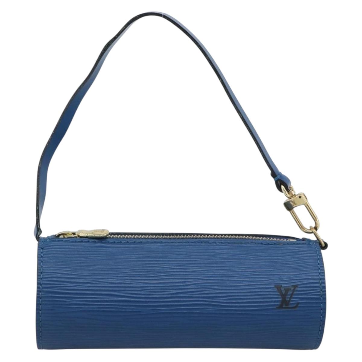 LOUIS VUITTON Epi Soufflot Pouch Blue LV Auth 189802