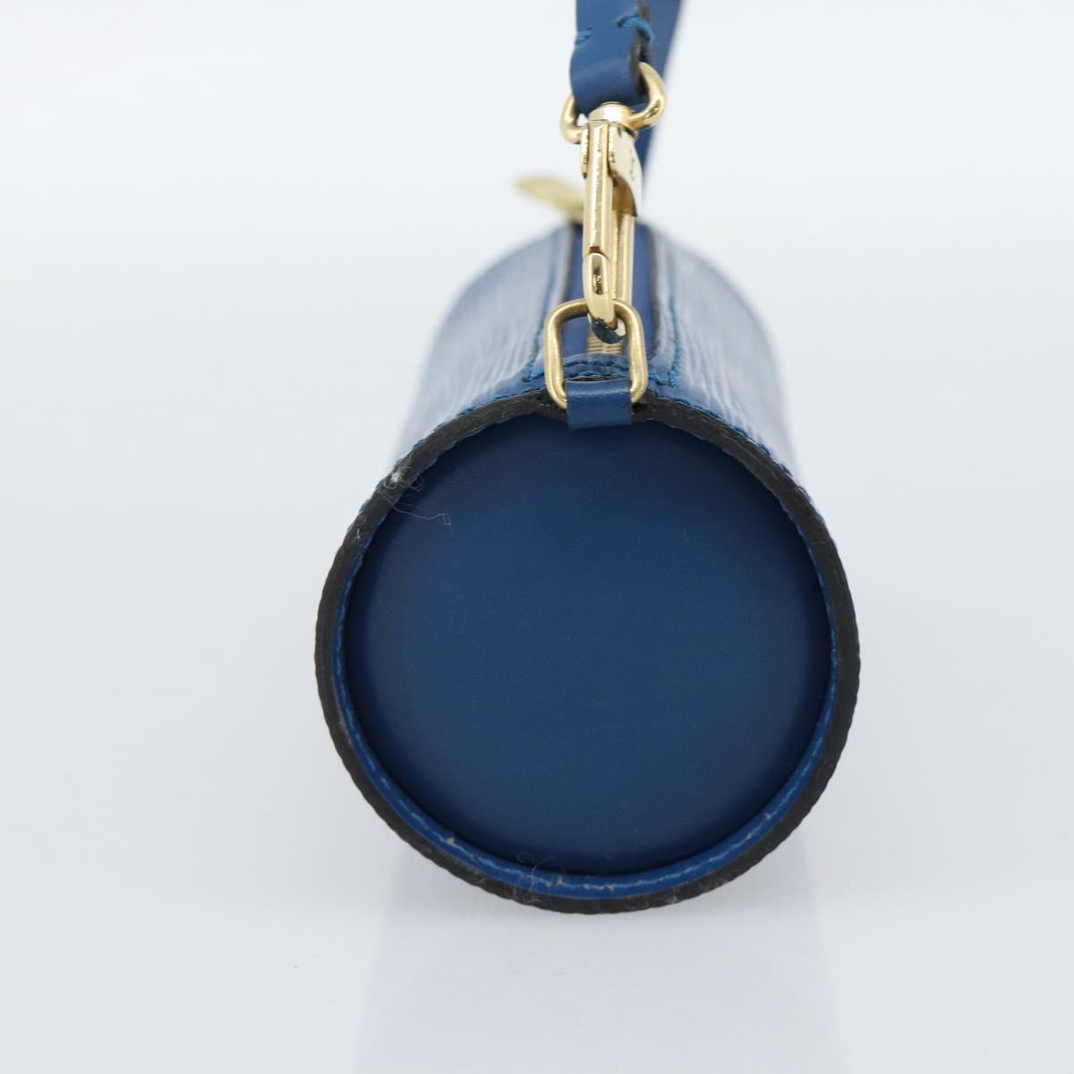 LOUIS VUITTON Epi Soufflot Pouch Blue LV Auth 189802