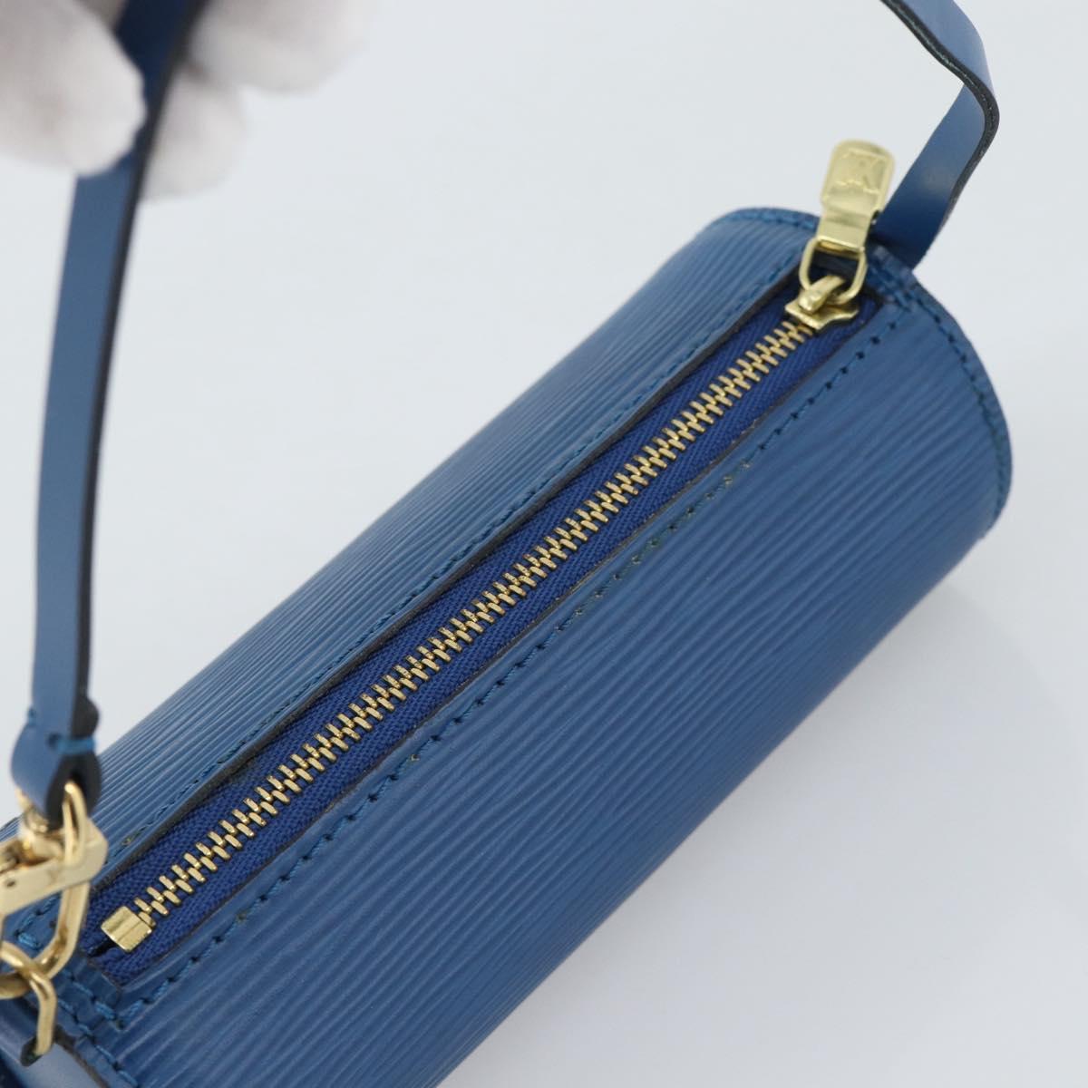 LOUIS VUITTON Epi Soufflot Pouch Blue LV Auth 189802