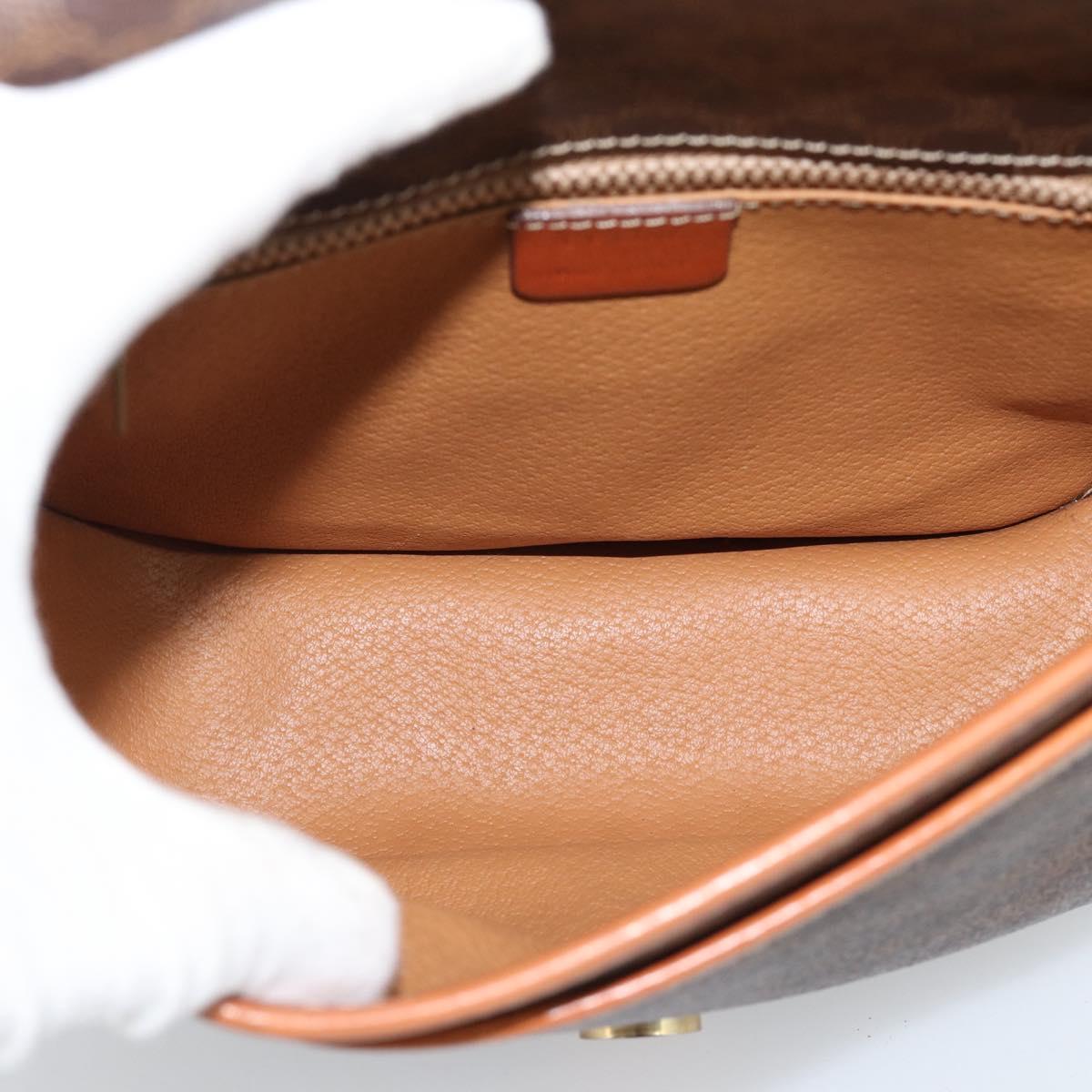 CELINE Macadam Canvas Shoulder Bag PVC Leather Brown Gold Auth 189803