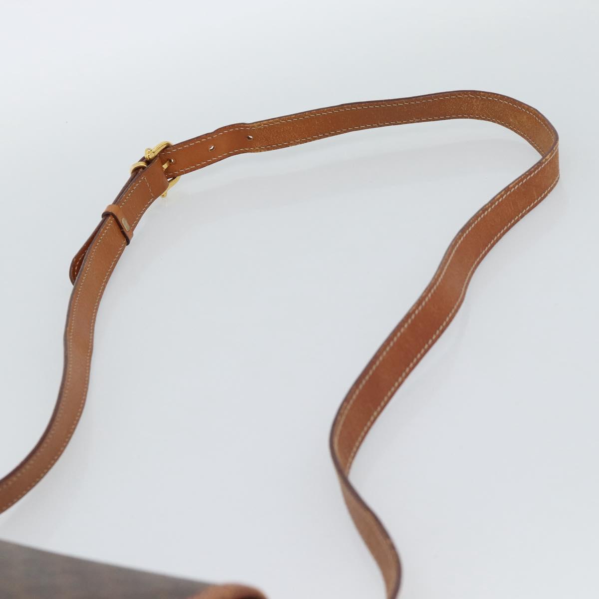 CELINE Macadam Canvas Shoulder Bag PVC Leather Brown Gold Auth 189803