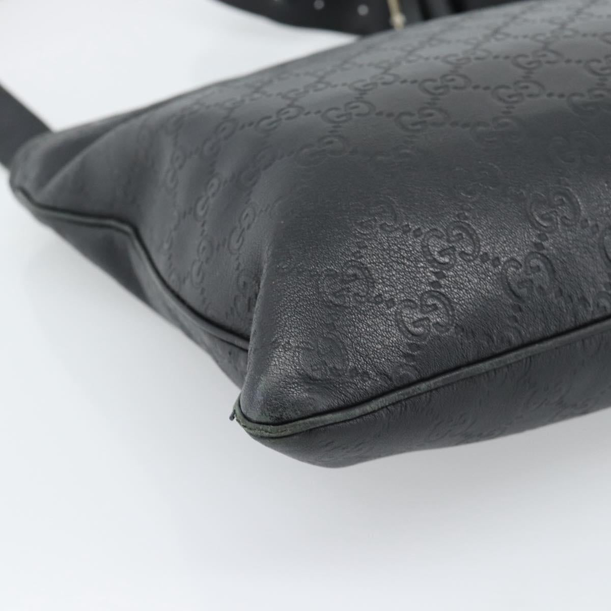 GUCCI GG Canvas Guccissima Shoulder Bag Leather Black Gold 201446 Auth 189806