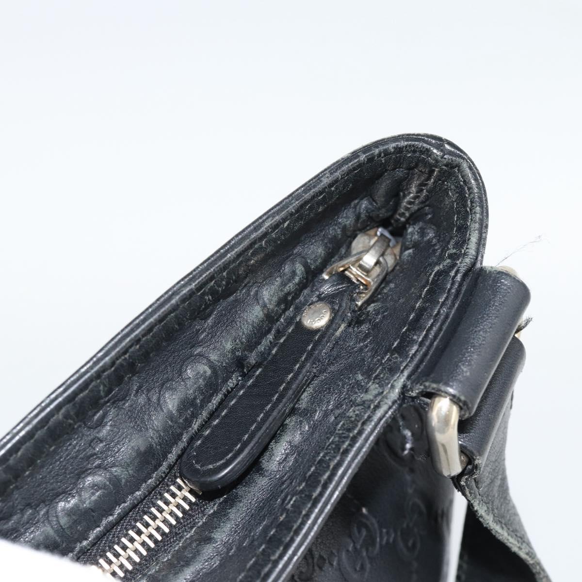 GUCCI GG Canvas Guccissima Shoulder Bag Leather Black Gold 201446 Auth 189806