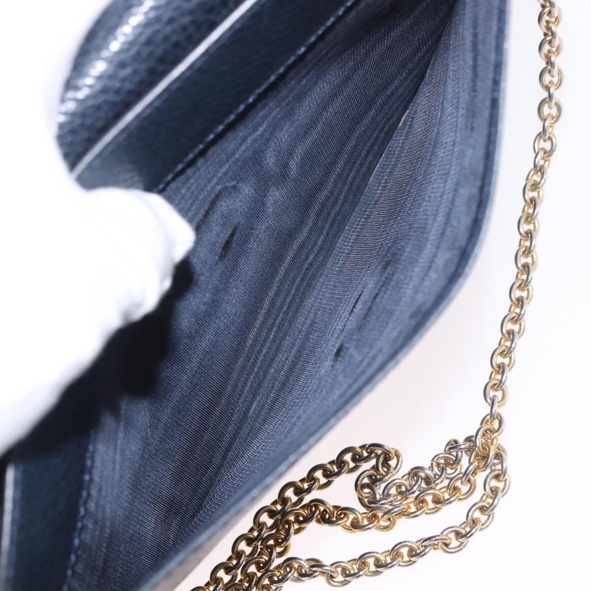 CELINE Medallion Chain Shoulder Bag Leather Black Gold Auth 189809A