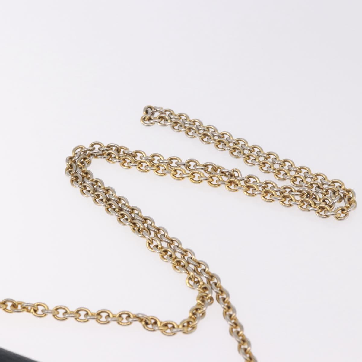 CELINE Medallion Chain Shoulder Bag Leather Black Gold Auth 189809A