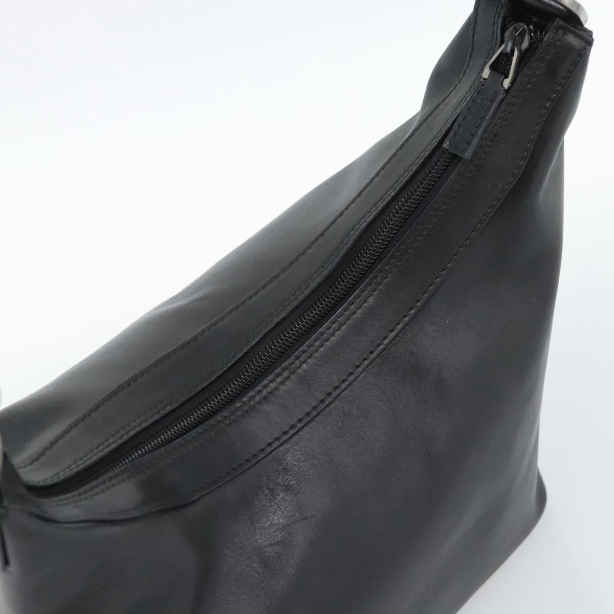 GUCCI Bamboo Shoulder Bag Leather Black Silver 000 0531 Auth 189813A