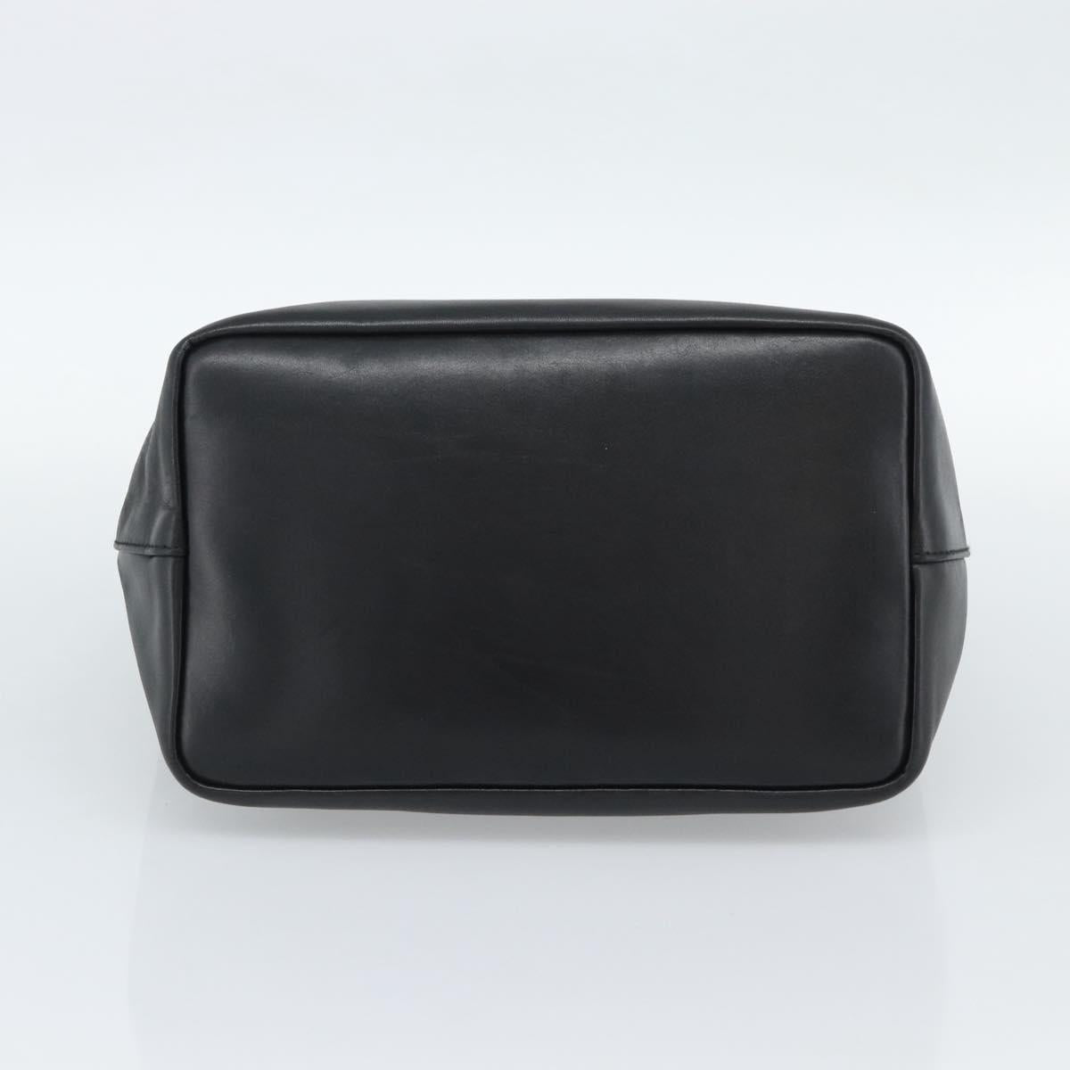 GUCCI Bamboo Shoulder Bag Leather Black Silver 000 0531 Auth 189813A