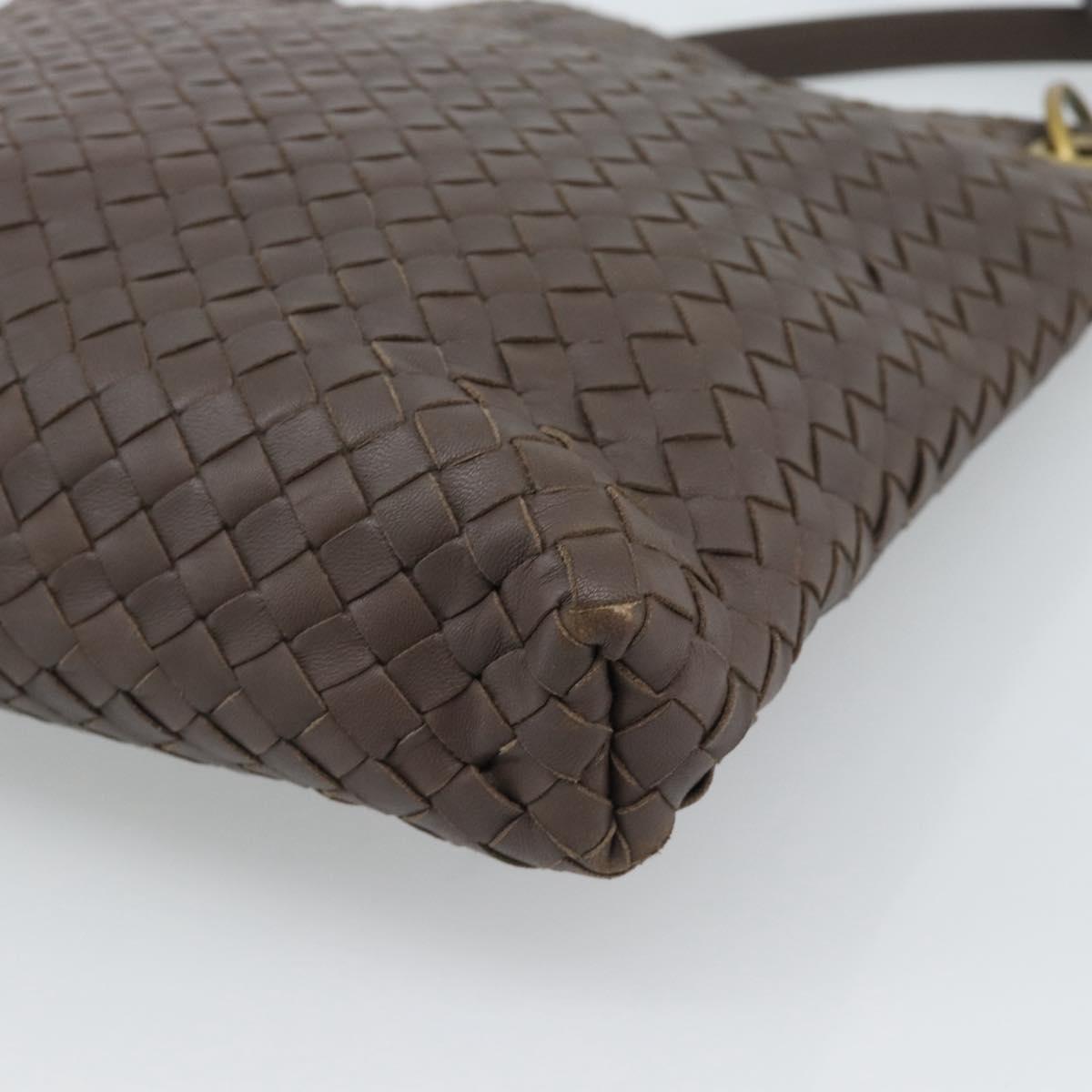 BOTTEGA VENETA INTRECCIATO Shoulder Bag Brown Gold 179330 Auth 189814A