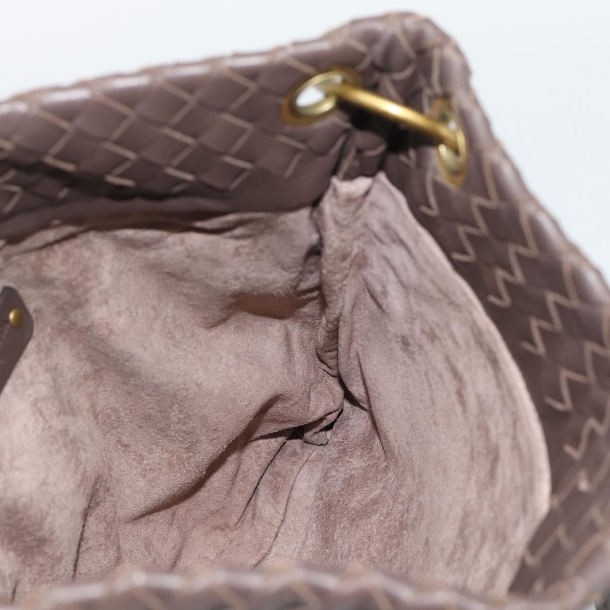 BOTTEGA VENETA INTRECCIATO Shoulder Bag Brown Gold 179330 Auth 189814A