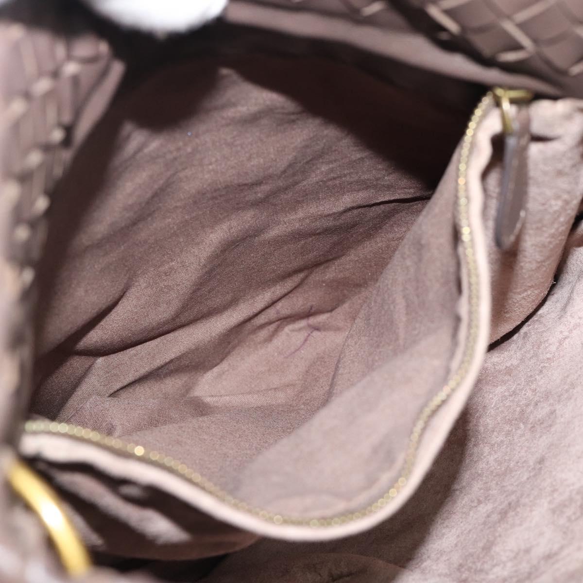 BOTTEGA VENETA INTRECCIATO Shoulder Bag Brown Gold 179330 Auth 189814A