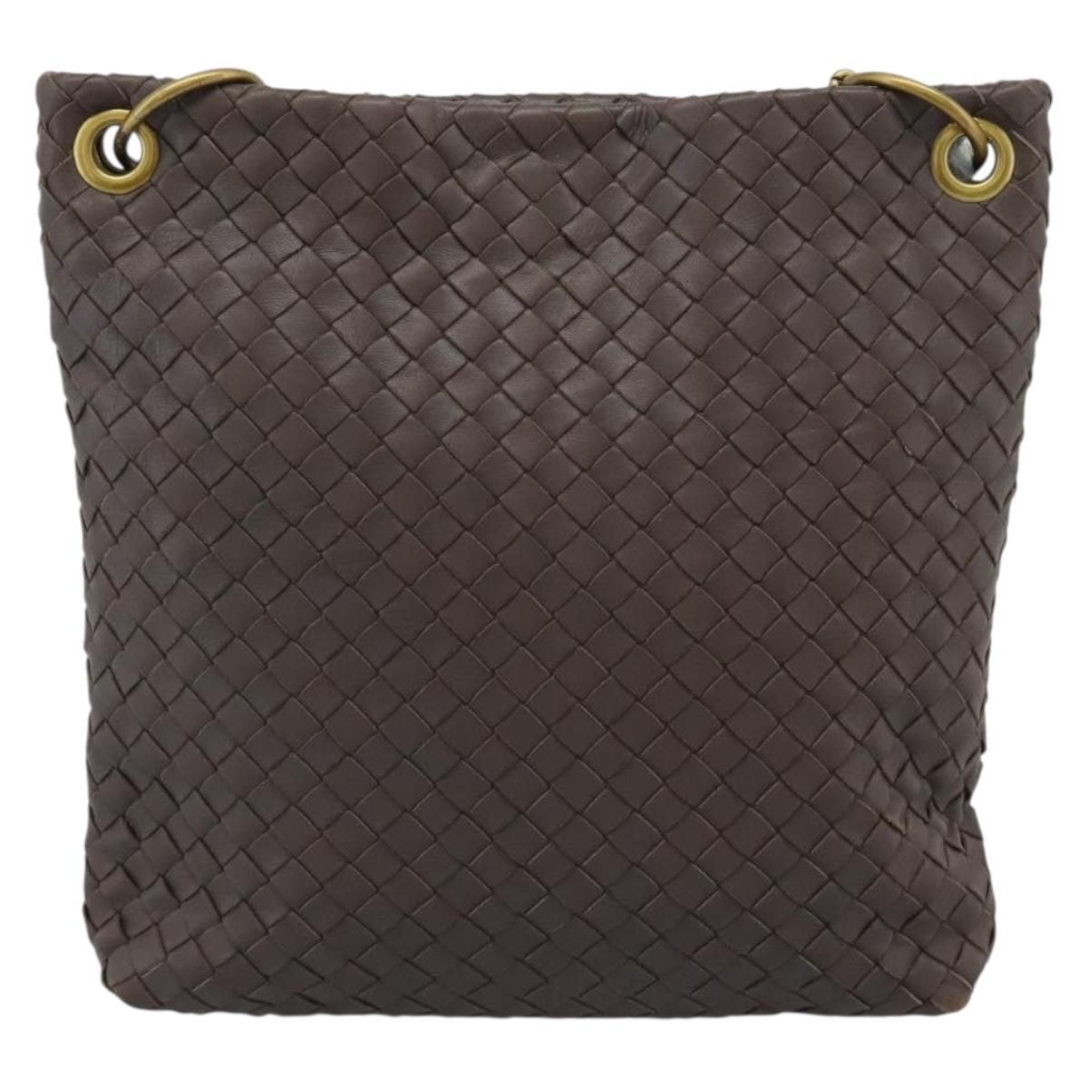 BOTTEGA VENETA INTRECCIATO Shoulder Bag Brown Gold 179330 Auth 189814A