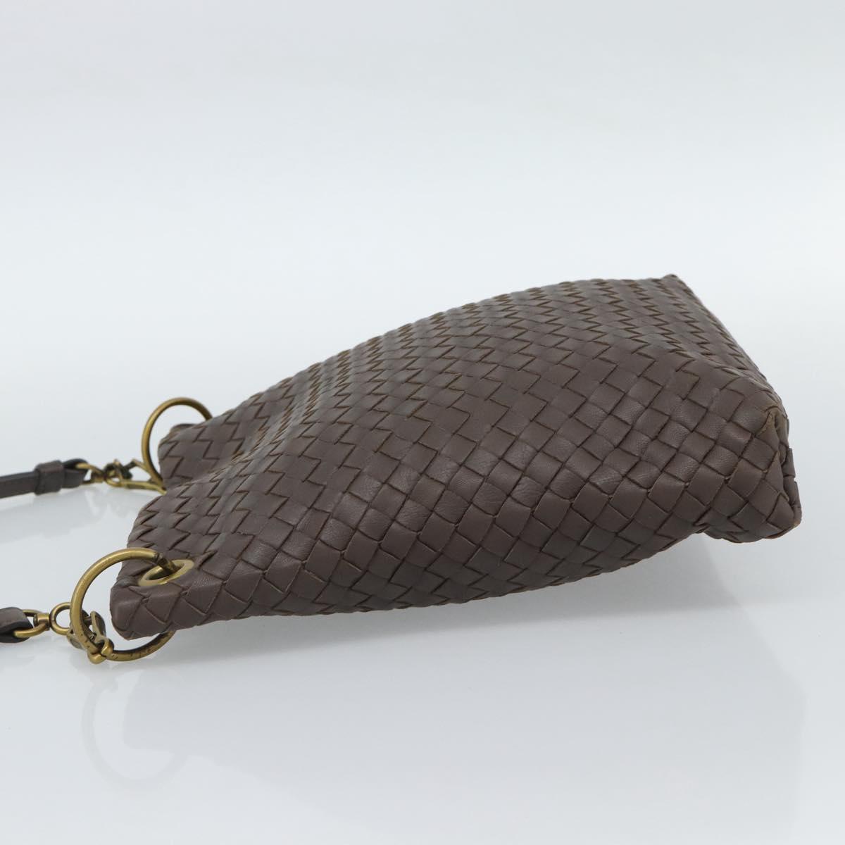 BOTTEGA VENETA INTRECCIATO Shoulder Bag Brown Gold 179330 Auth 189814A