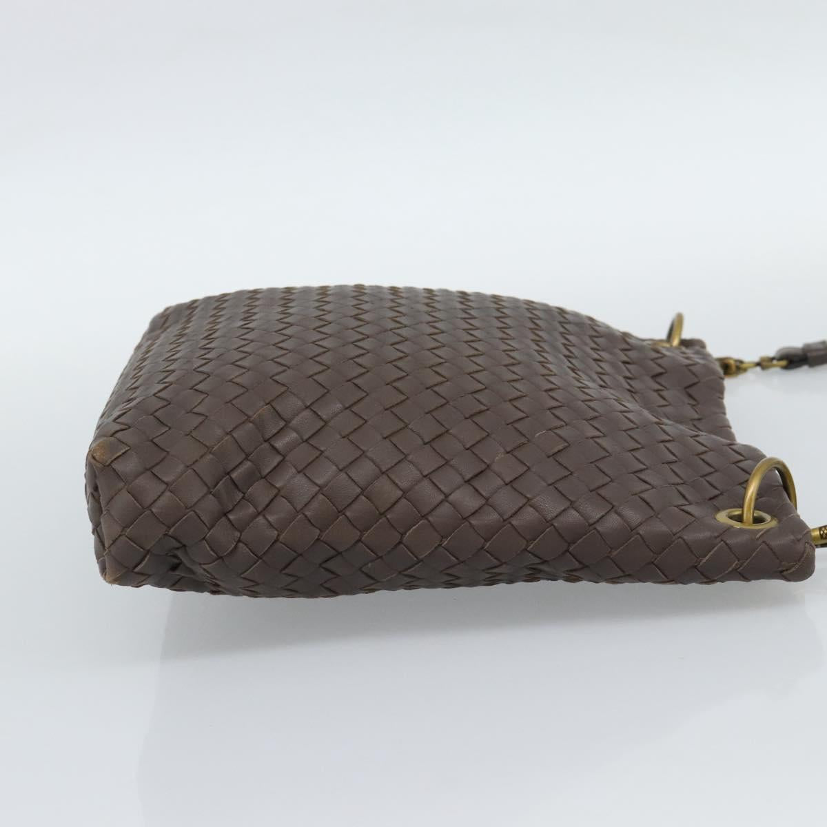 BOTTEGA VENETA INTRECCIATO Shoulder Bag Brown Gold 179330 Auth 189814A