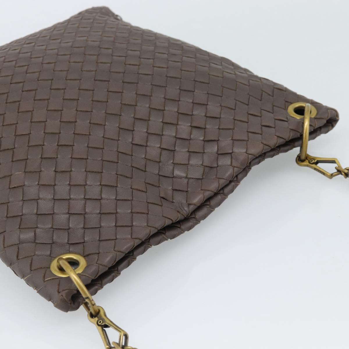 BOTTEGA VENETA INTRECCIATO Shoulder Bag Brown Gold 179330 Auth 189814A