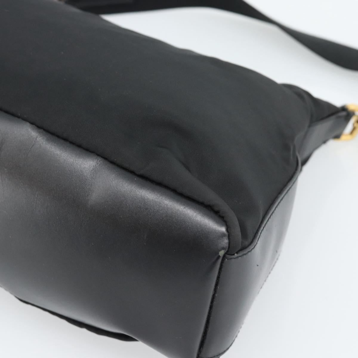 PRADA Chain Shoulder Bag Nylon Black Auth 189819A