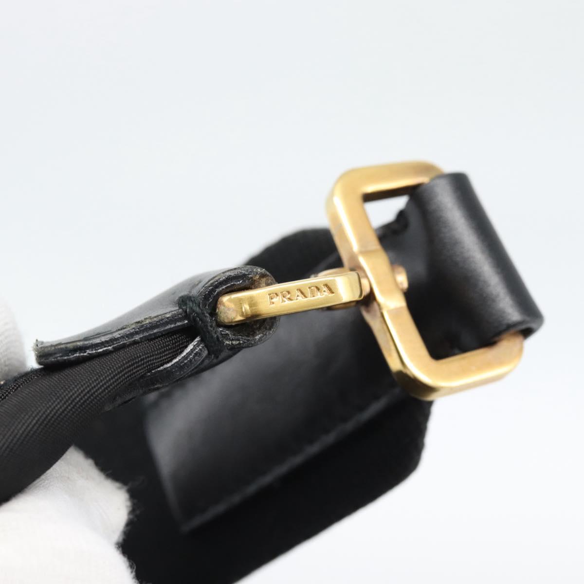 PRADA Chain Shoulder Bag Nylon Black Auth 189819A
