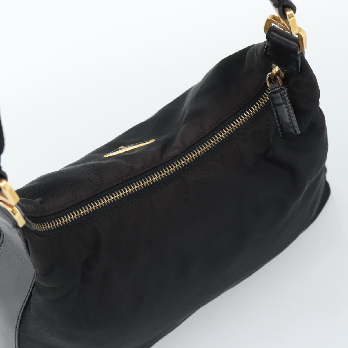 PRADA Chain Shoulder Bag Nylon Black Auth 189819A