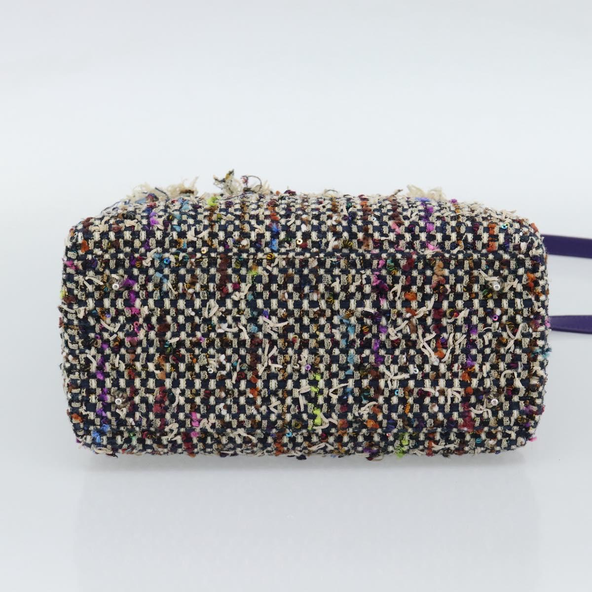 CHANEL Lady Dior Chain Hand Bag tweed 2way Multicolor Silver CC Auth 189825SM