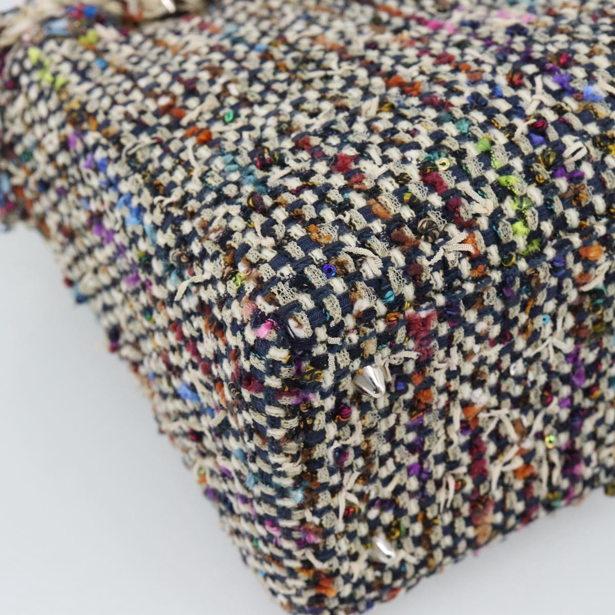 CHANEL Lady Dior Chain Hand Bag tweed 2way Multicolor Silver CC Auth 189825SM