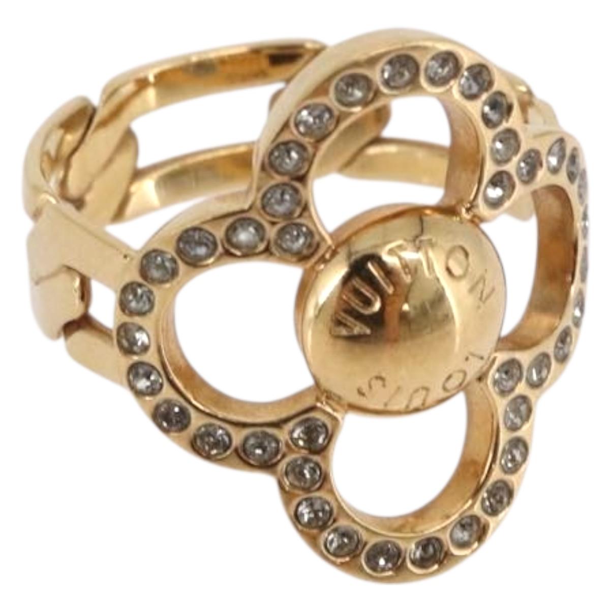 LOUIS VUITTON Berg Flower Power Ring metal Gold Tone LV Auth 189828A