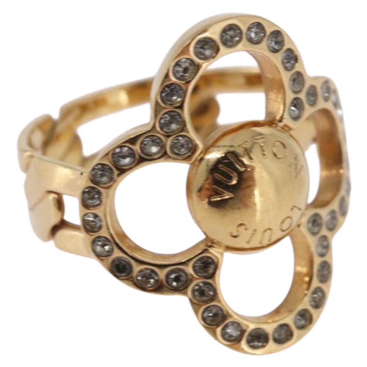 LOUIS VUITTON Berg Flower Power Ring metal Gold Tone LV Auth 189828A
