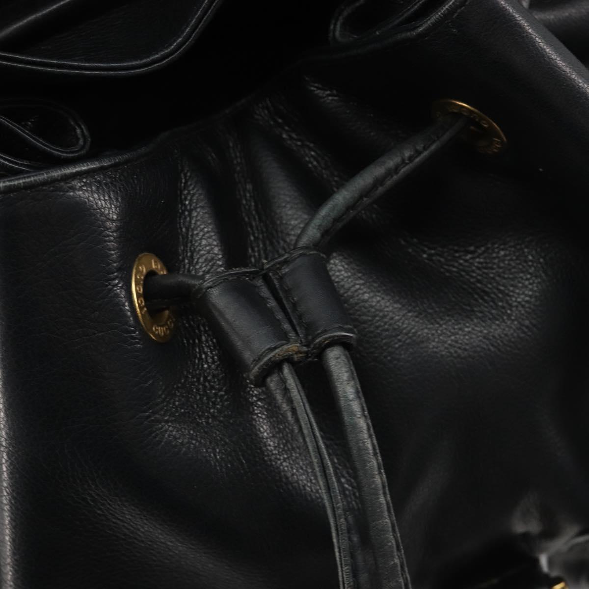GUCCI Bamboo Backpack Leather Black Gold 003 1998 0016 Auth 189830