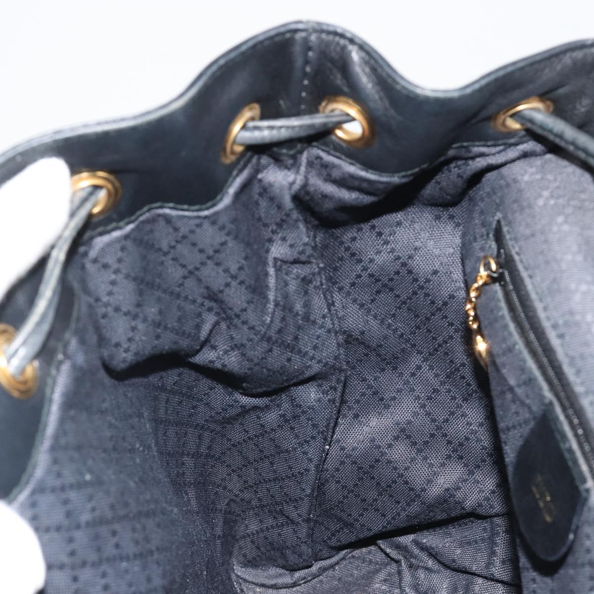 GUCCI Bamboo Backpack Leather Black Gold 003 1998 0016 Auth 189830