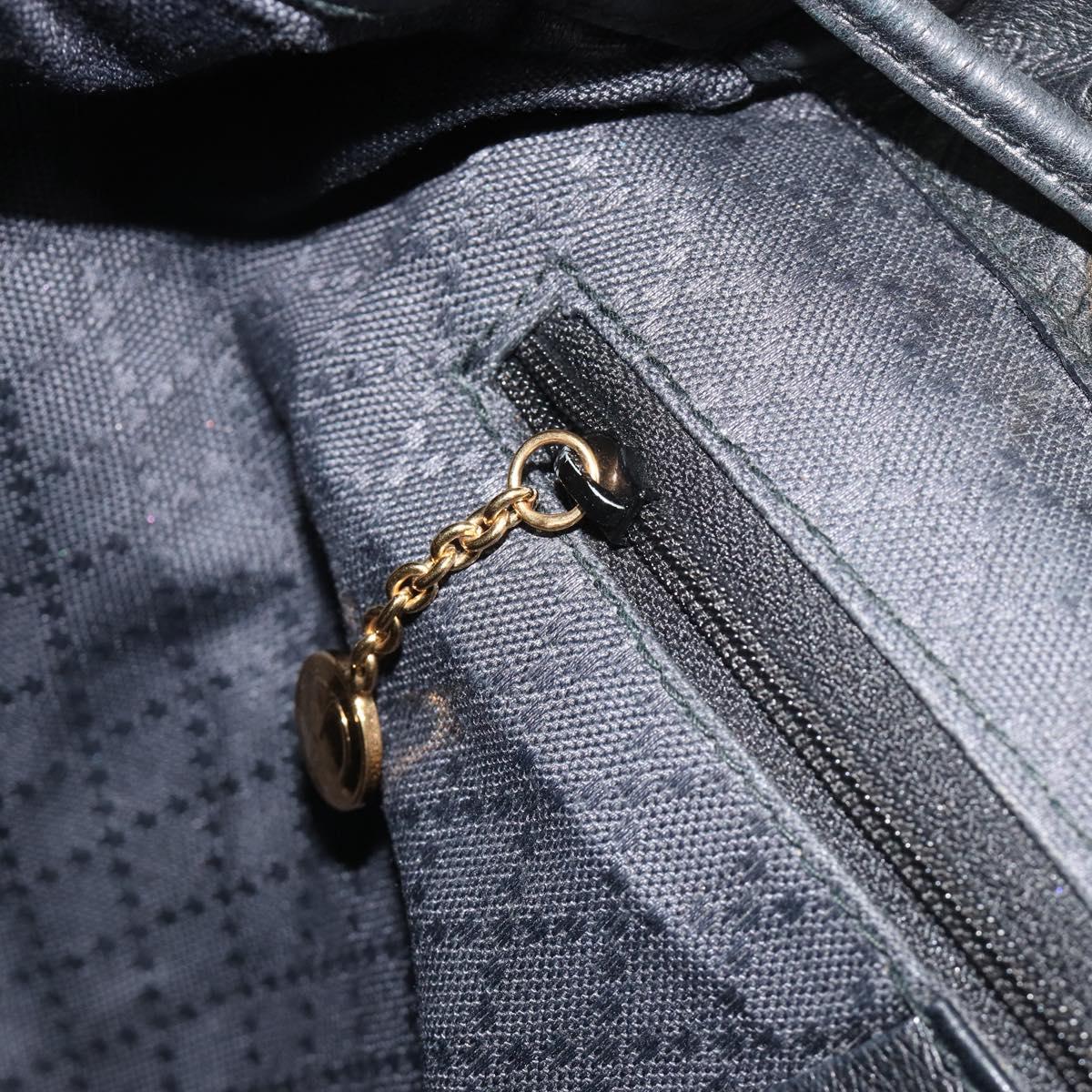 GUCCI Bamboo Backpack Leather Black Gold 003 1998 0016 Auth 189830