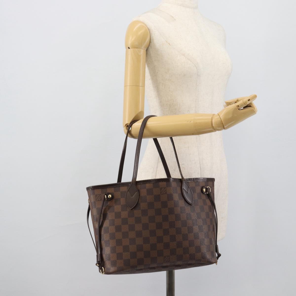 LOUIS VUITTON Damier Ebene Neverfull PM Tote Bag N51109 LV Auth 189833