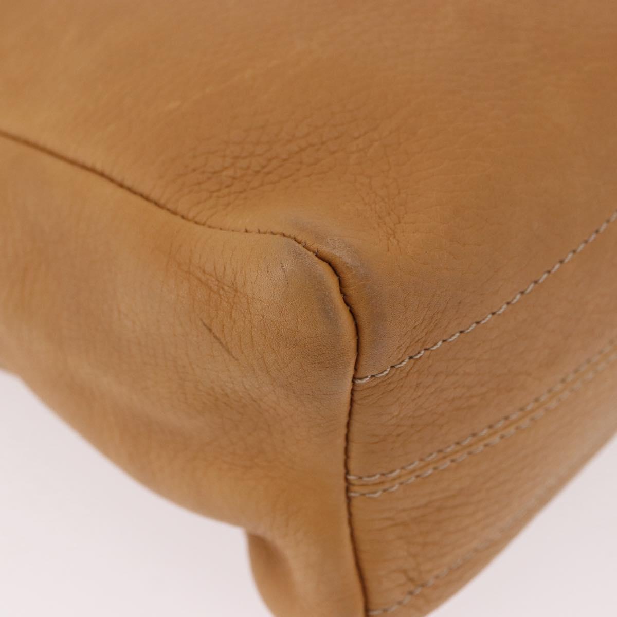 LOEWE Shoulder Bag Leather Beige Gold Auth 189838A