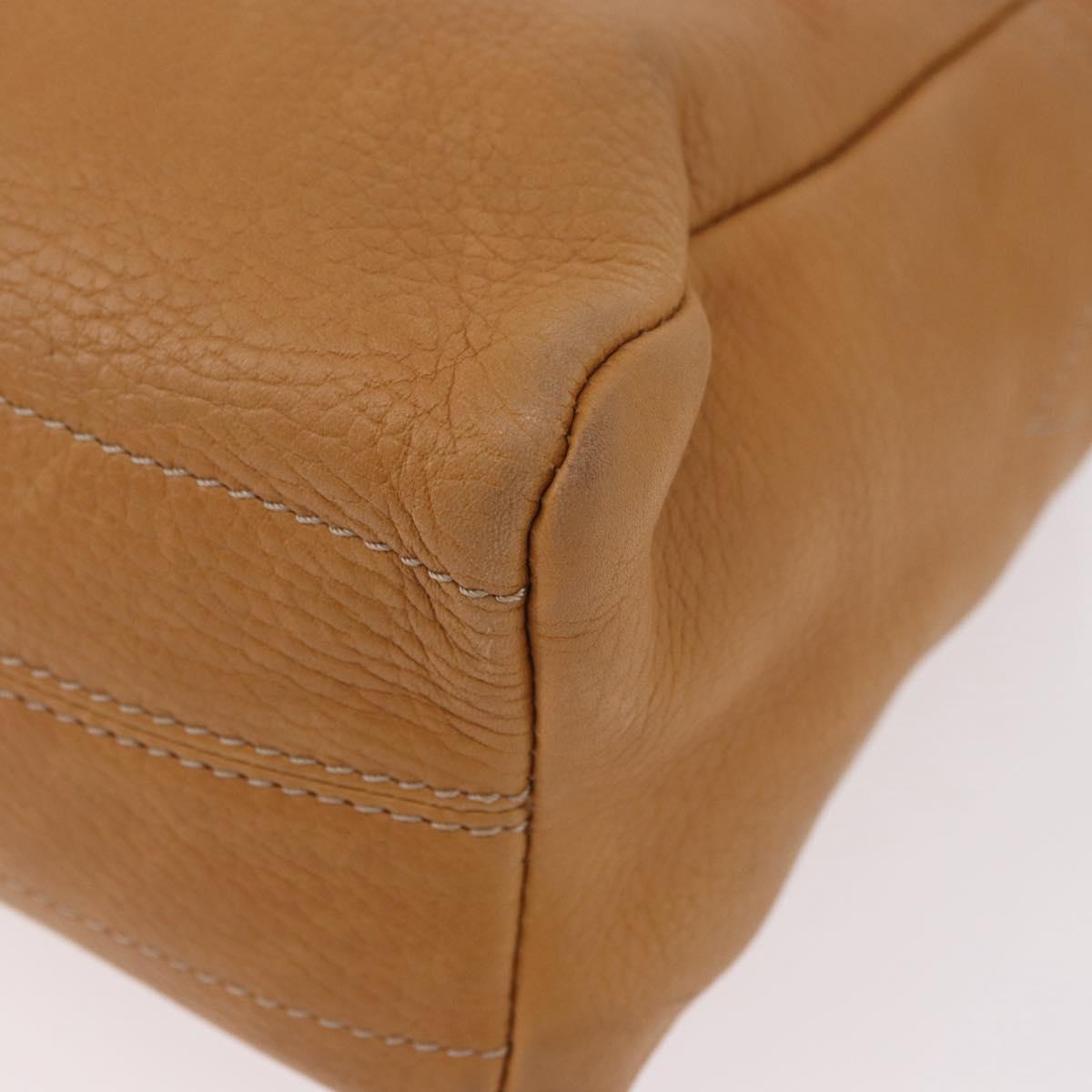 LOEWE Shoulder Bag Leather Beige Gold Auth 189838A